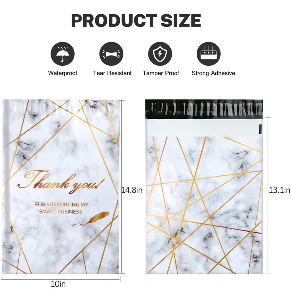 25 10X13 Poly Mailers Thank You Marble Shipping Envelopes Bags PRICE IS FIRM - Picture 9 of 10